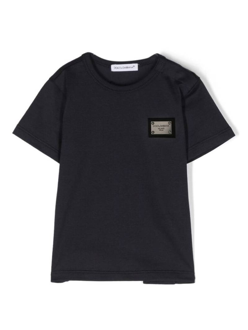 Dolce & Gabbana Kids logo-plaque cotton T-Shirt - Blue von Dolce & Gabbana Kids