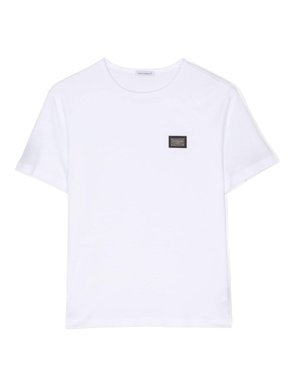 Dolce & Gabbana Kids logo-plaque cotton T-shirt - White von Dolce & Gabbana Kids