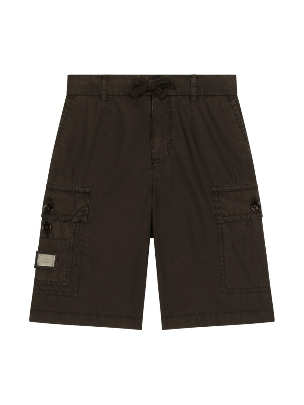 Dolce & Gabbana Kids logo-plaque cotton cargo shorts - Brown von Dolce & Gabbana Kids