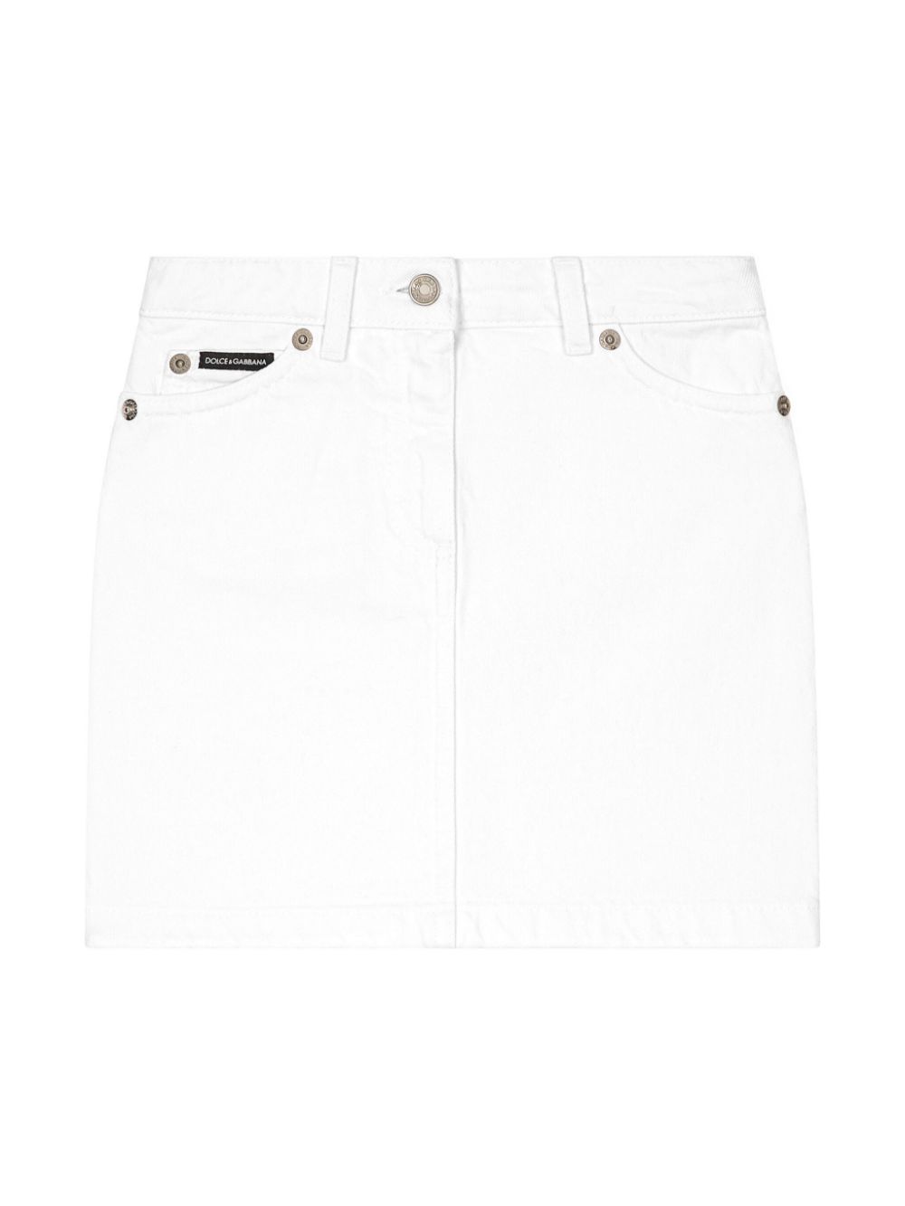 Dolce & Gabbana Kids logo-plaque denim skirt - White von Dolce & Gabbana Kids