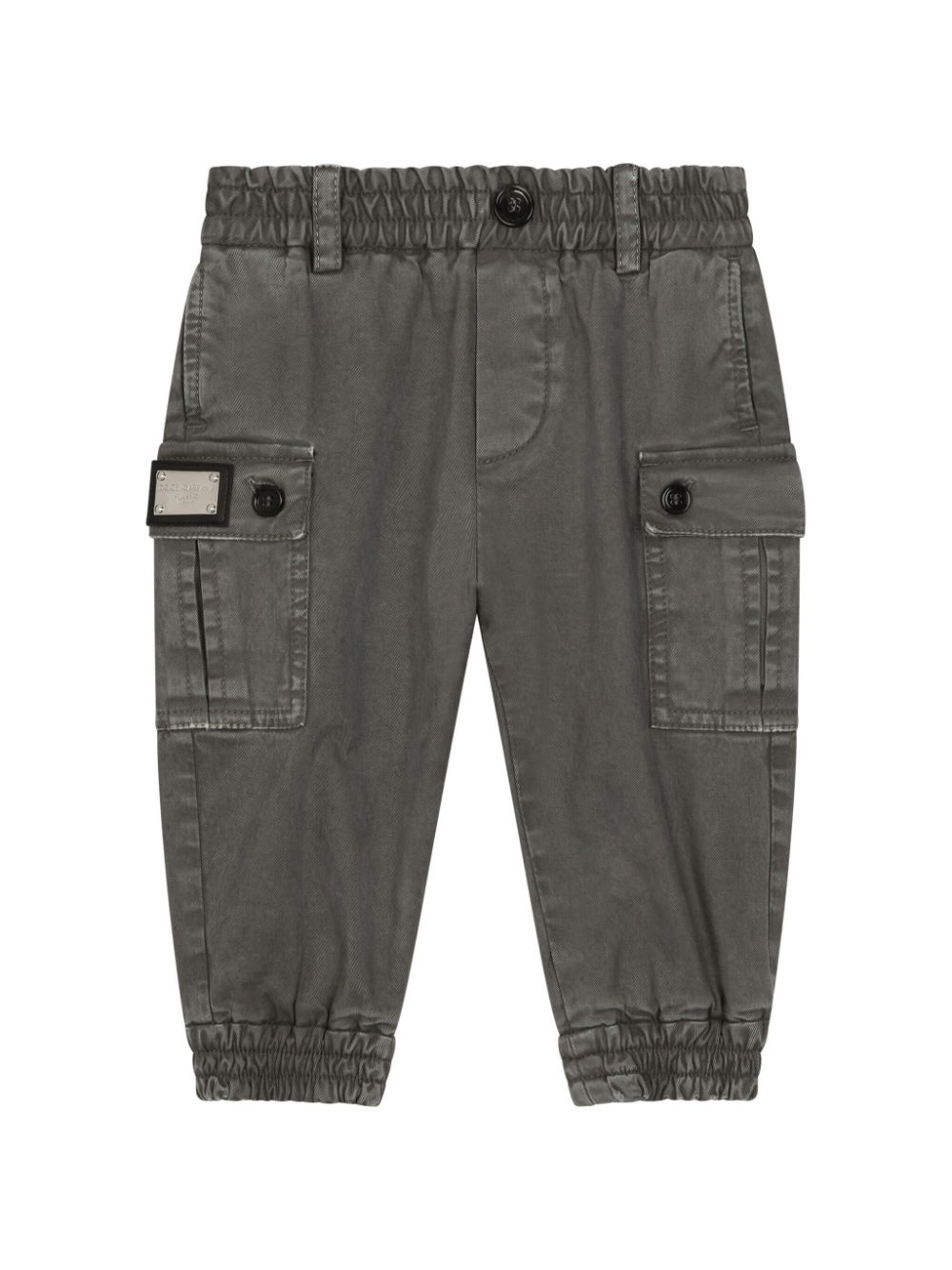 Dolce & Gabbana Kids logo-plaque gabardine cargo trousers - Grey von Dolce & Gabbana Kids