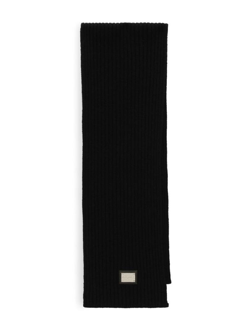 Dolce & Gabbana Kids logo-plaque knitted scarf - Black von Dolce & Gabbana Kids