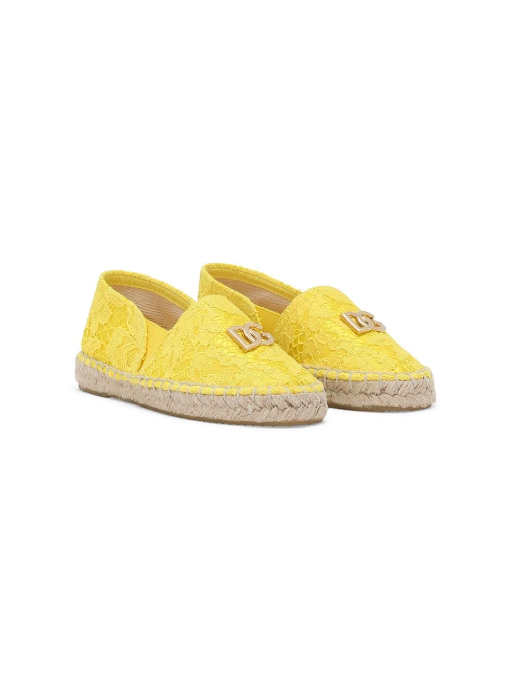 Dolce & Gabbana Kids logo-plaque lace-detailed espadrilles - Yellow von Dolce & Gabbana Kids