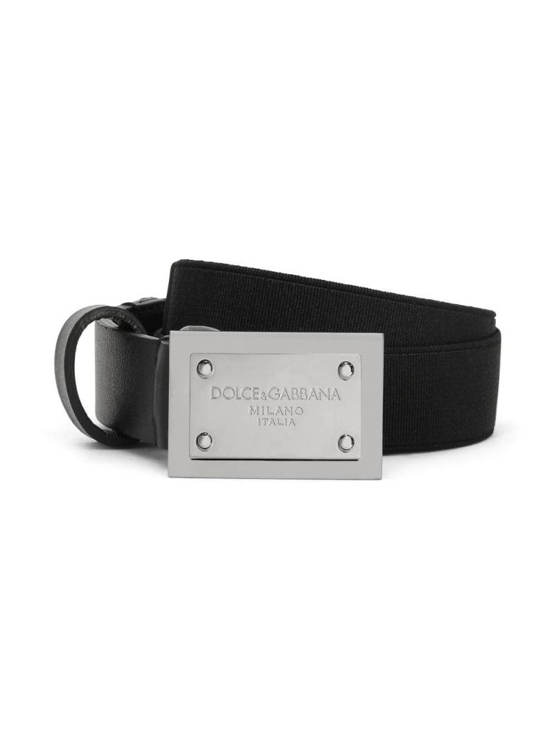 Dolce & Gabbana Kids logo-plaque leather belt - Black von Dolce & Gabbana Kids