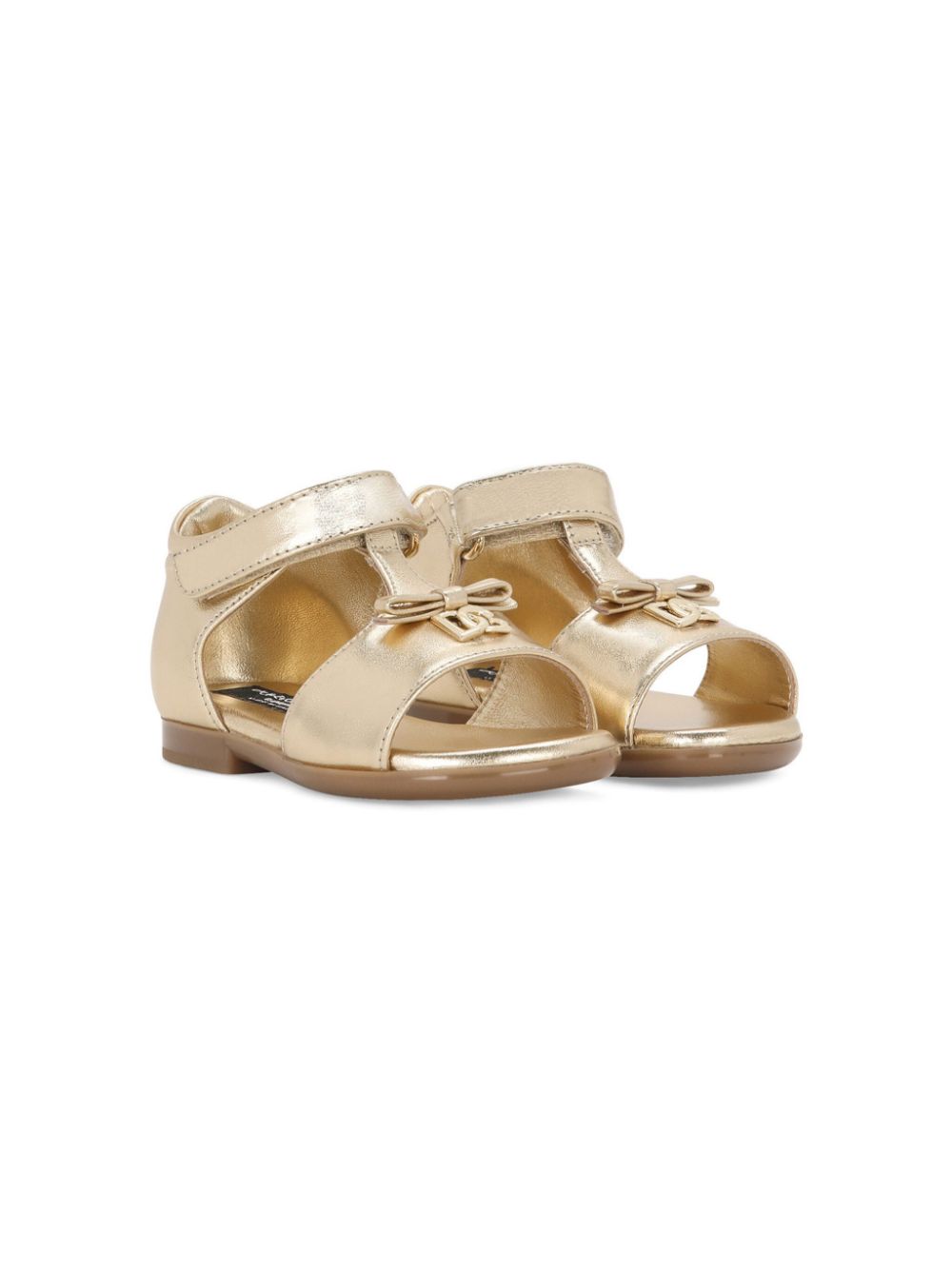 Dolce & Gabbana Kids logo-plaque leather sandals - Gold von Dolce & Gabbana Kids