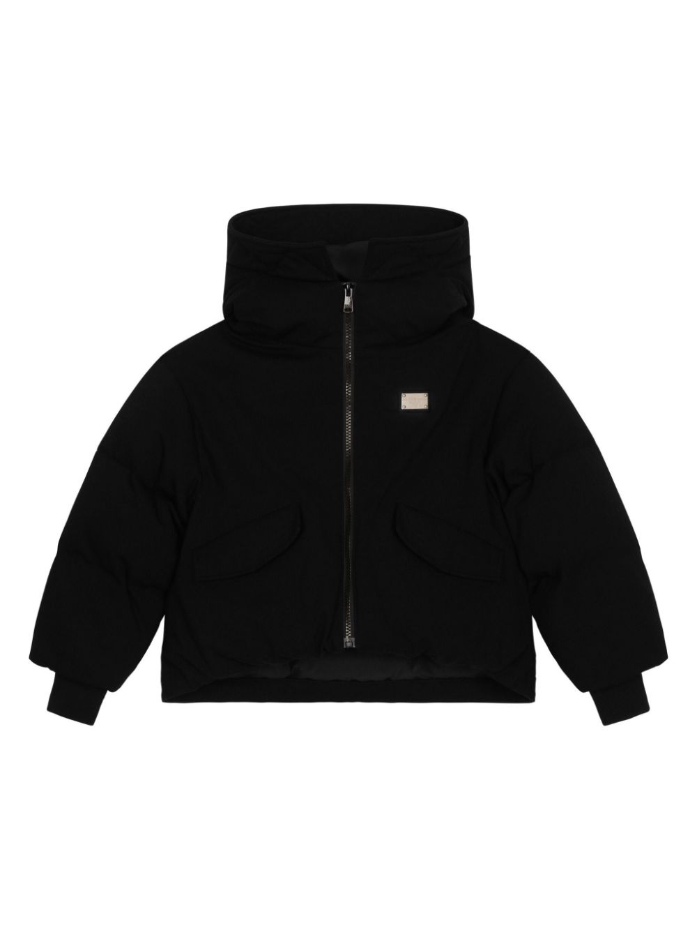 Dolce & Gabbana Kids logo-plaque padded jacket - Black von Dolce & Gabbana Kids