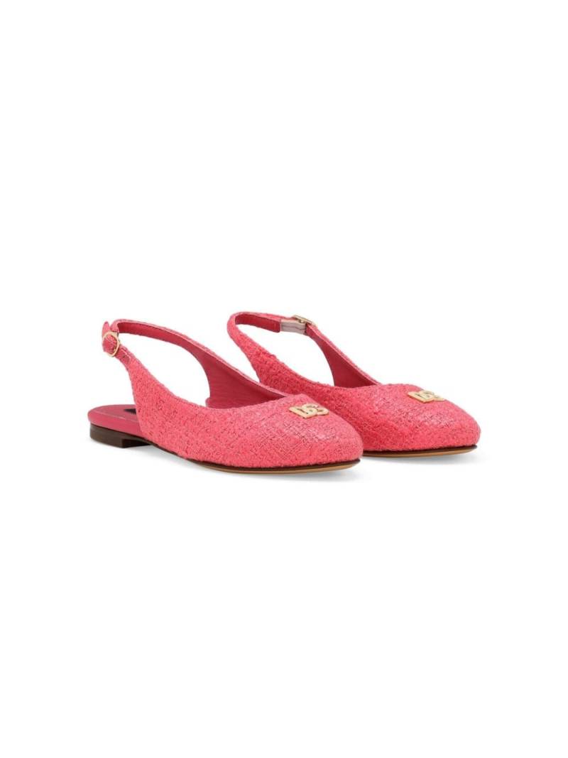 Dolce & Gabbana Kids logo-plaque slingback flats - Pink von Dolce & Gabbana Kids