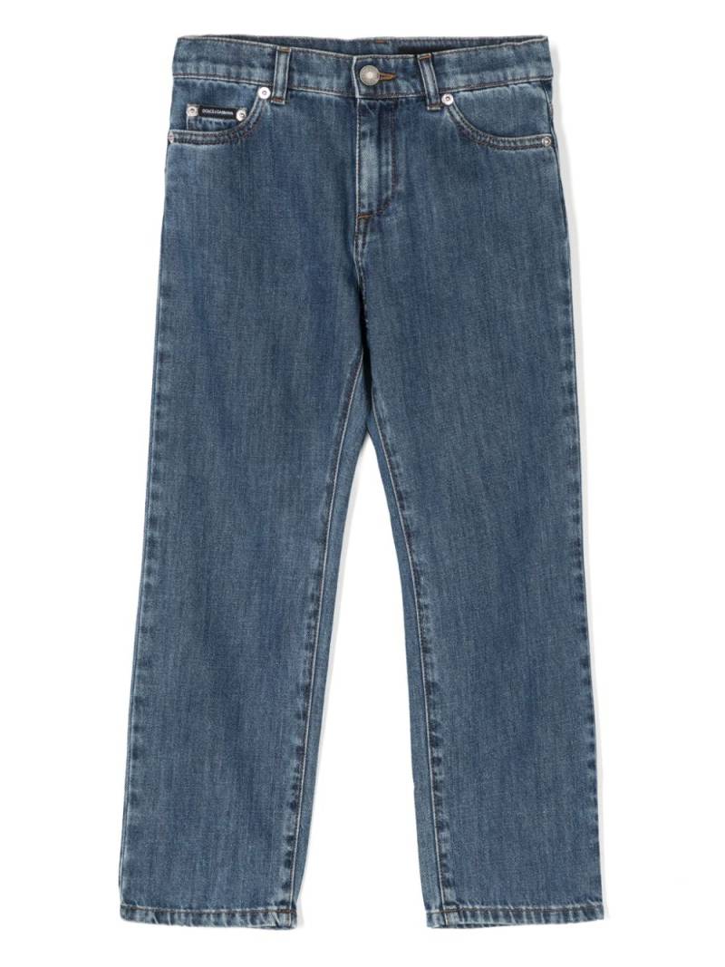 Dolce & Gabbana Kids logo-plaque straight jeans - Blue von Dolce & Gabbana Kids