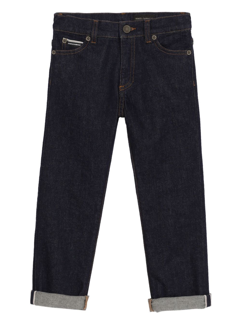 Dolce & Gabbana Kids logo-plaque straight-leg jeans - Blue von Dolce & Gabbana Kids