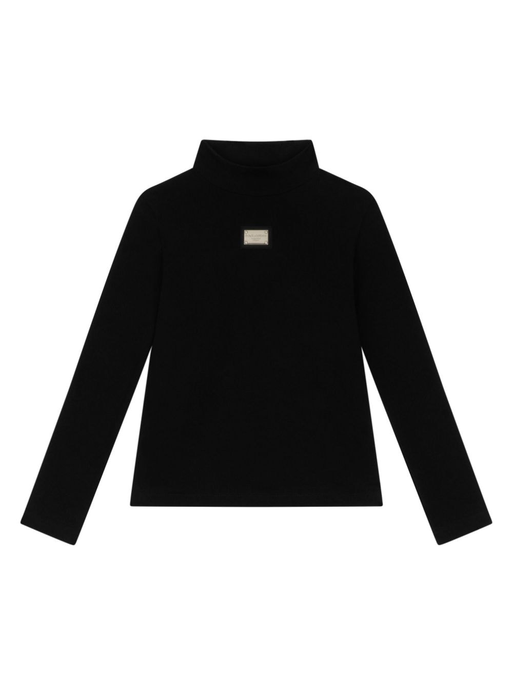 Dolce & Gabbana Kids logo-plaque stretch-cotton sweater - Black von Dolce & Gabbana Kids