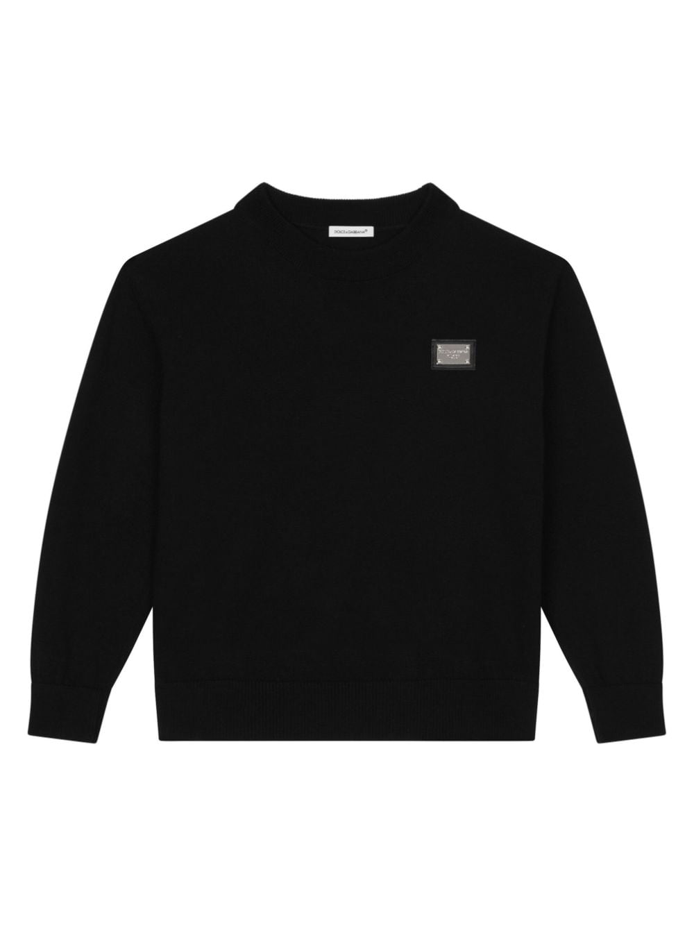 Dolce & Gabbana Kids logo-plaque virgin-wool sweatshirt - Black von Dolce & Gabbana Kids