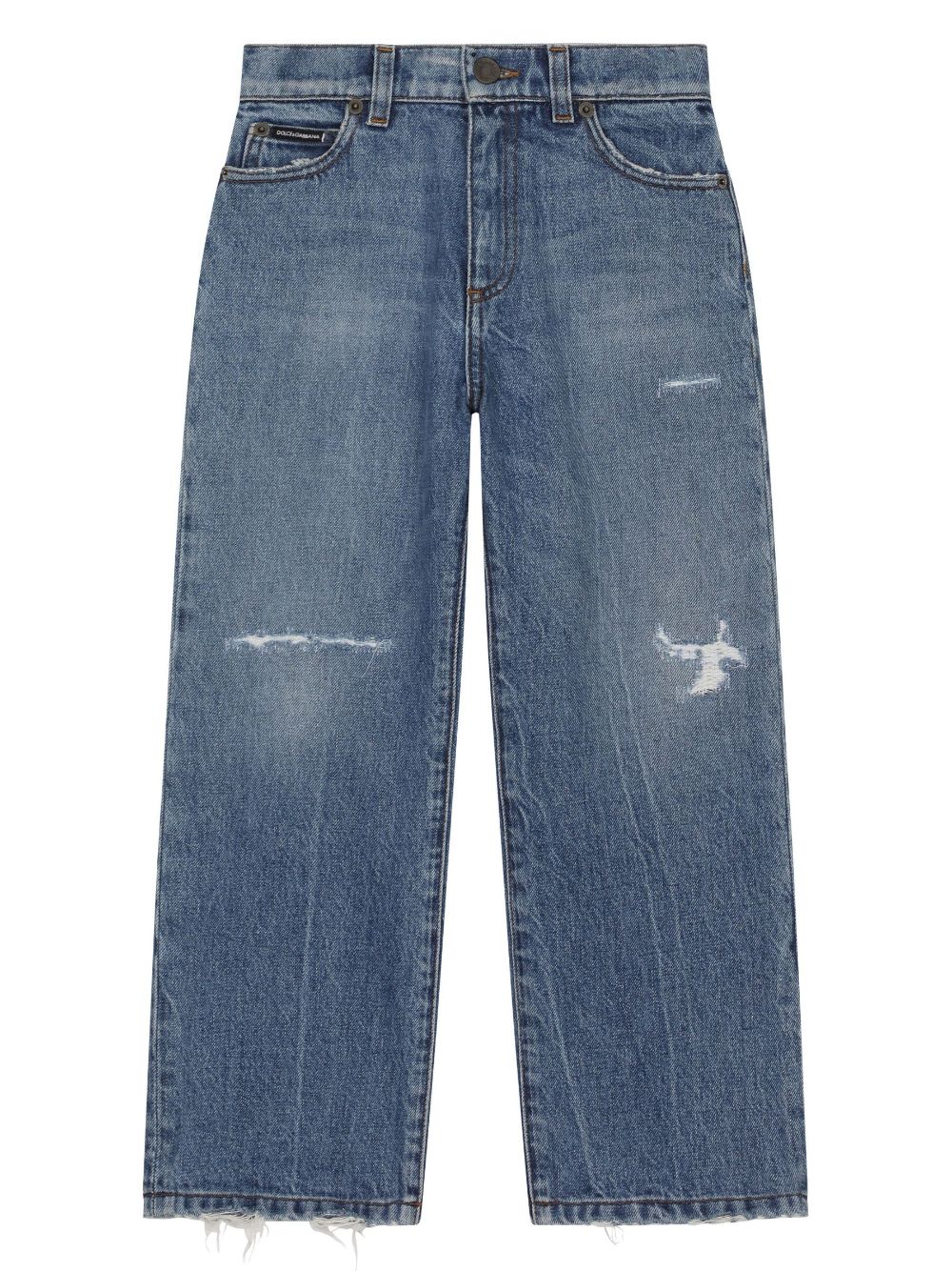 Dolce & Gabbana Kids logo-plaque wide-leg jeans - Blue von Dolce & Gabbana Kids