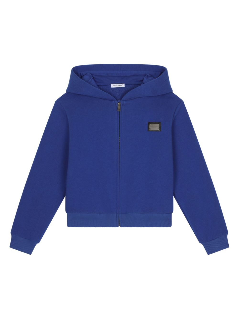 Dolce & Gabbana Kids logo-plaque zip-up cotton hoodie - Blue von Dolce & Gabbana Kids