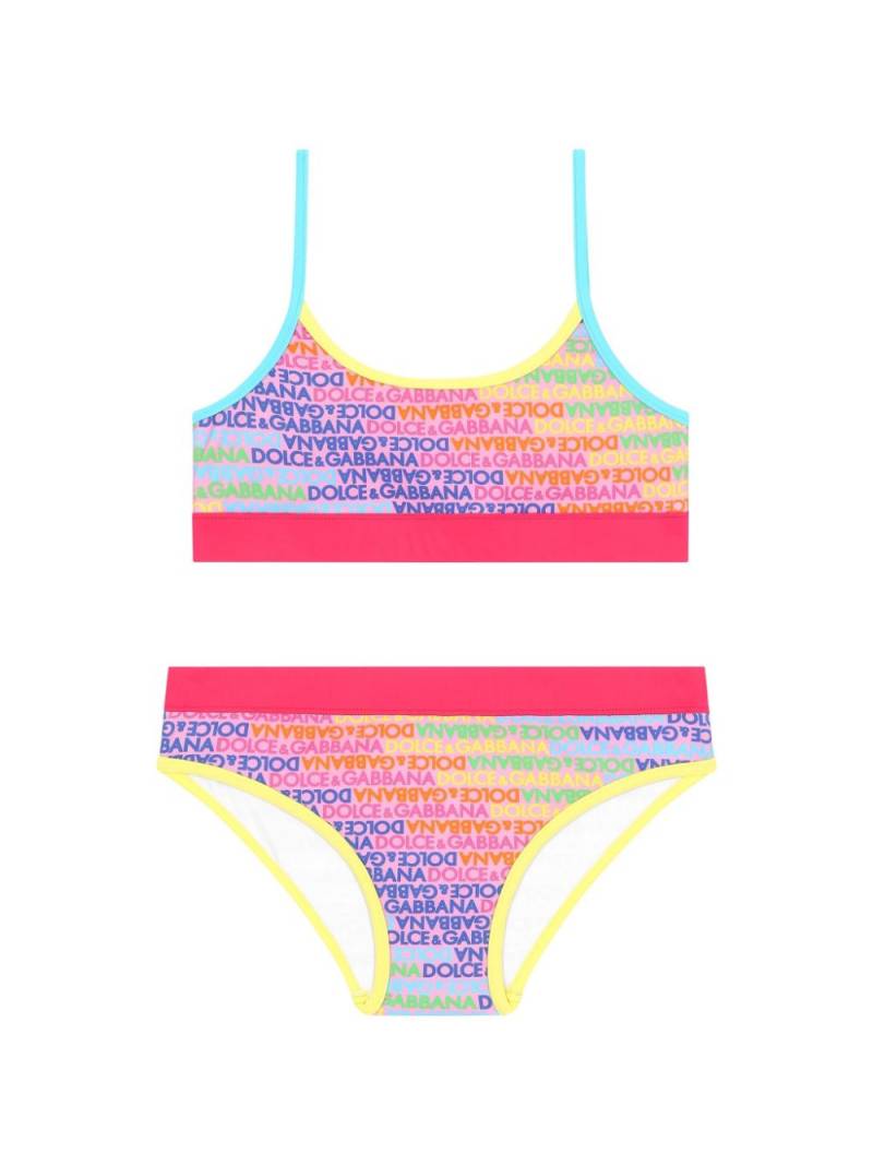 Dolce & Gabbana Kids logo-print bikini set - Purple von Dolce & Gabbana Kids