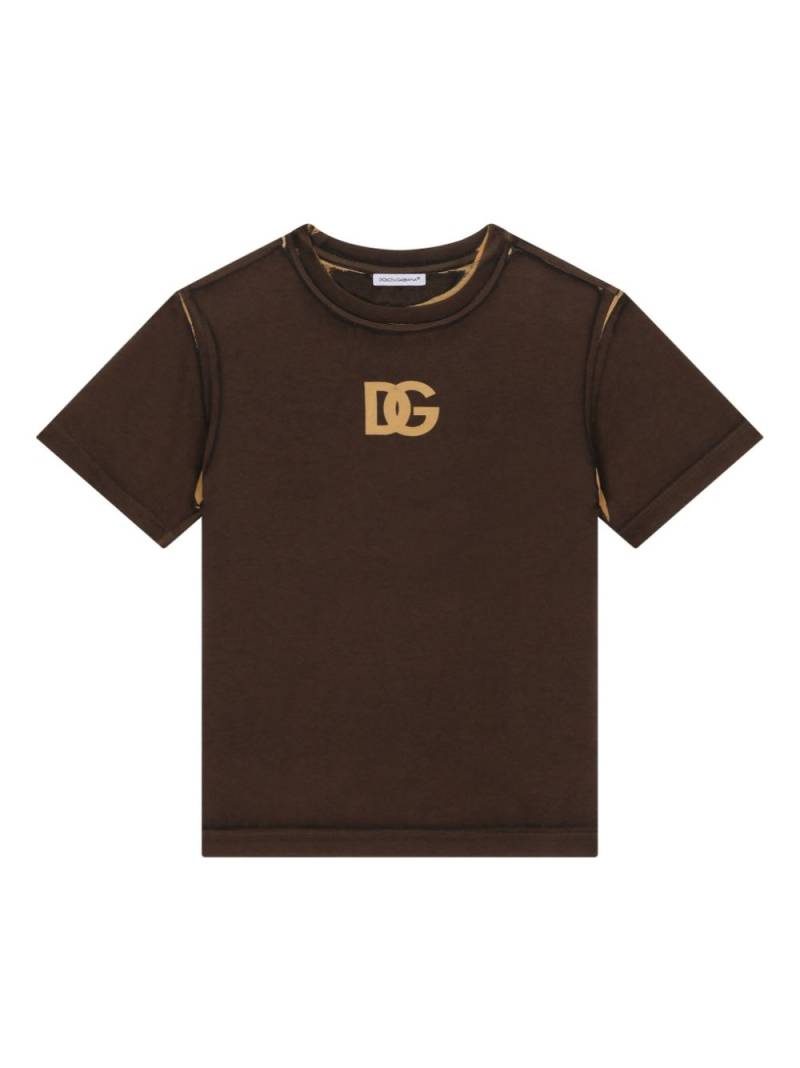 Dolce & Gabbana Kids logo-print cotton T-shirt - Brown von Dolce & Gabbana Kids