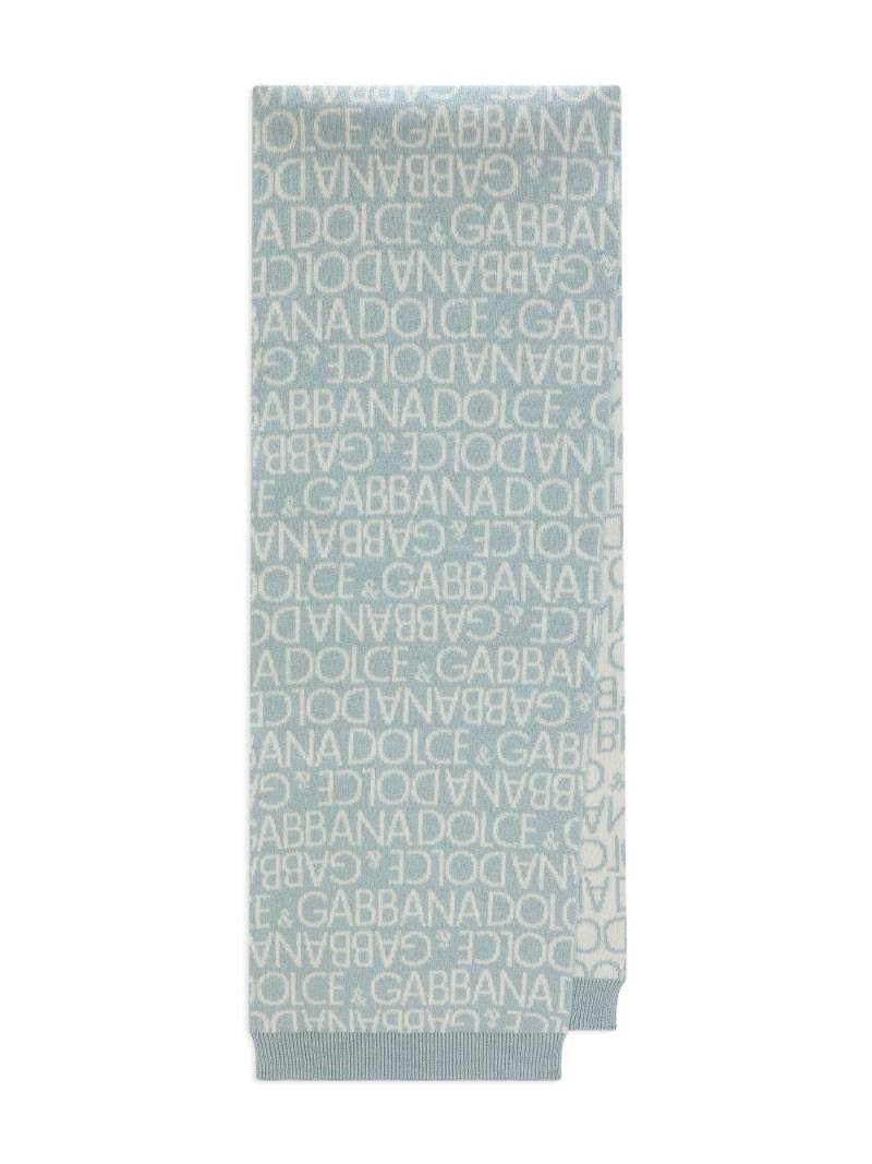 Dolce & Gabbana Kids logo-print cotton-cashmere scarf - Blue von Dolce & Gabbana Kids