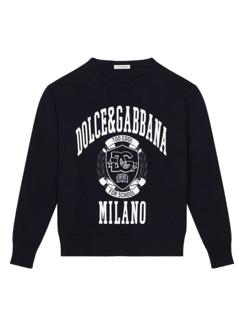 Dolce & Gabbana Kids logo-print cotton jumper - Black von Dolce & Gabbana Kids