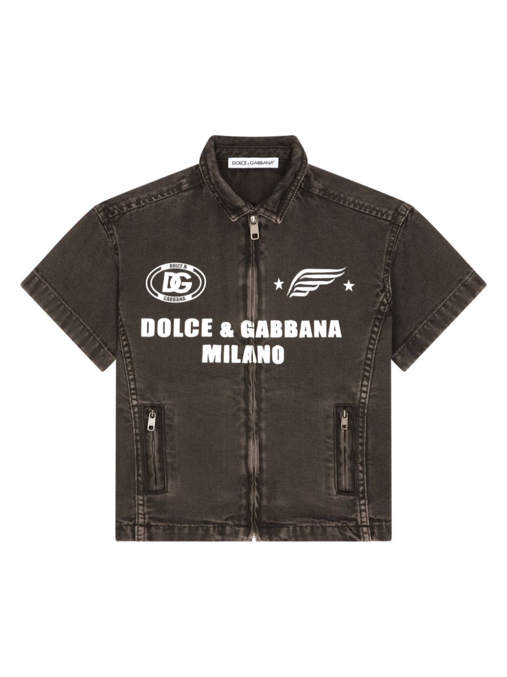 Dolce & Gabbana Kids logo-print cotton shirt - Brown von Dolce & Gabbana Kids