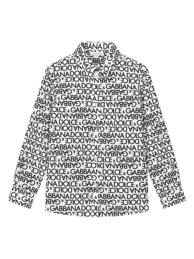 Dolce & Gabbana Kids logo-print cotton shirt - White von Dolce & Gabbana Kids