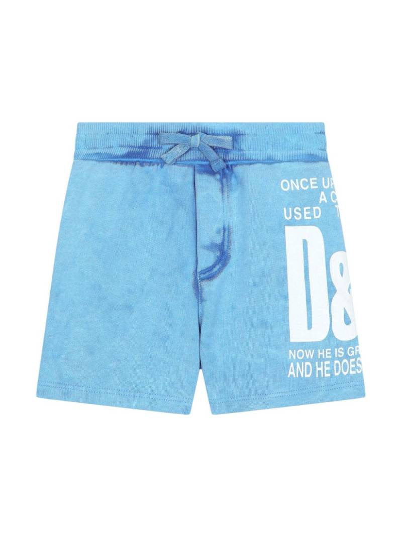 Dolce & Gabbana Kids logo-print cotton shorts - Blue von Dolce & Gabbana Kids