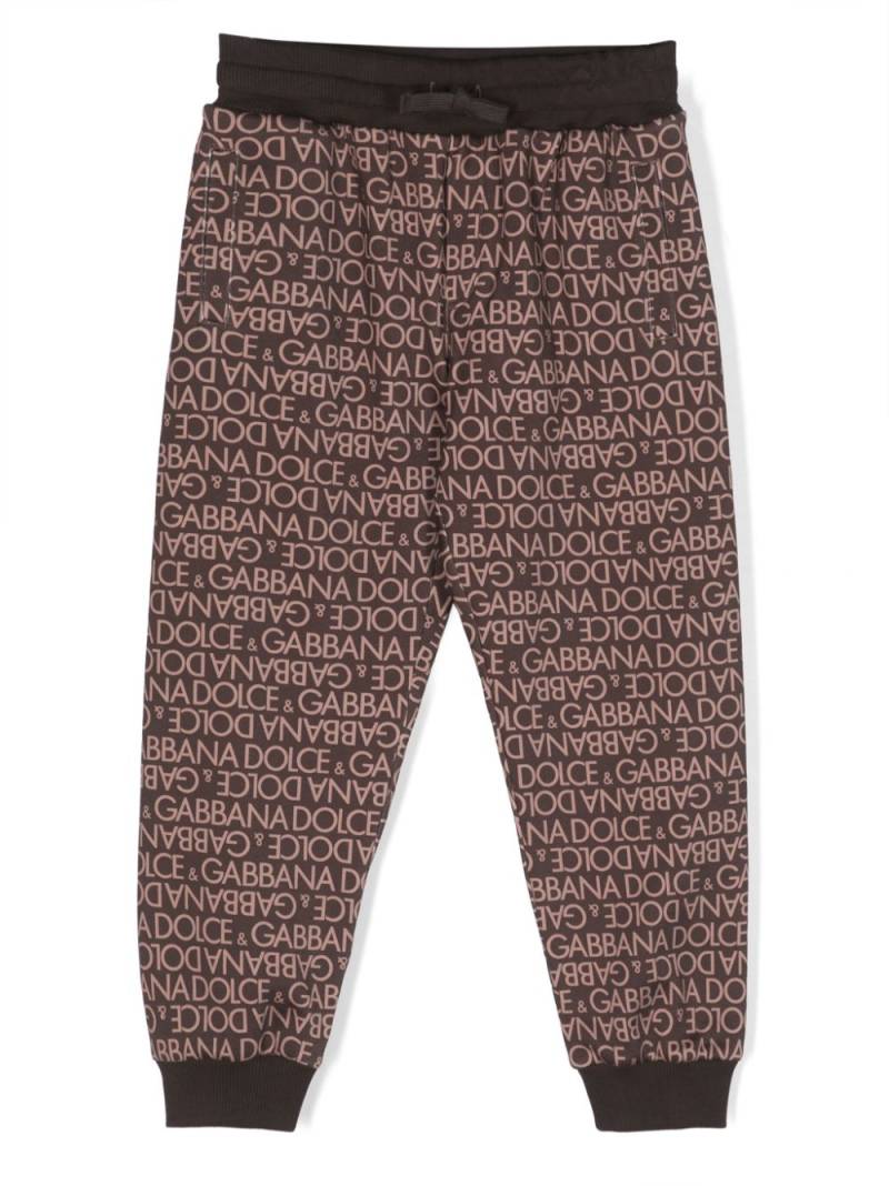 Dolce & Gabbana Kids logo-print cotton track pants - Brown von Dolce & Gabbana Kids