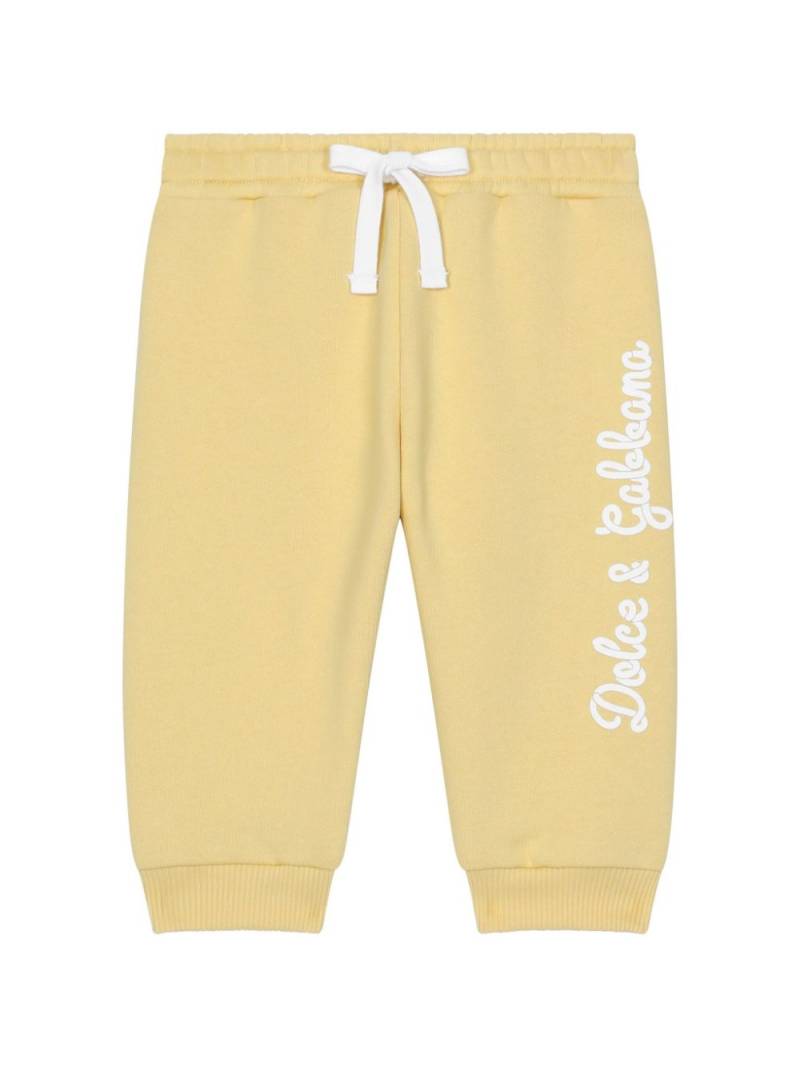 Dolce & Gabbana Kids logo-print cotton track pants - Yellow von Dolce & Gabbana Kids