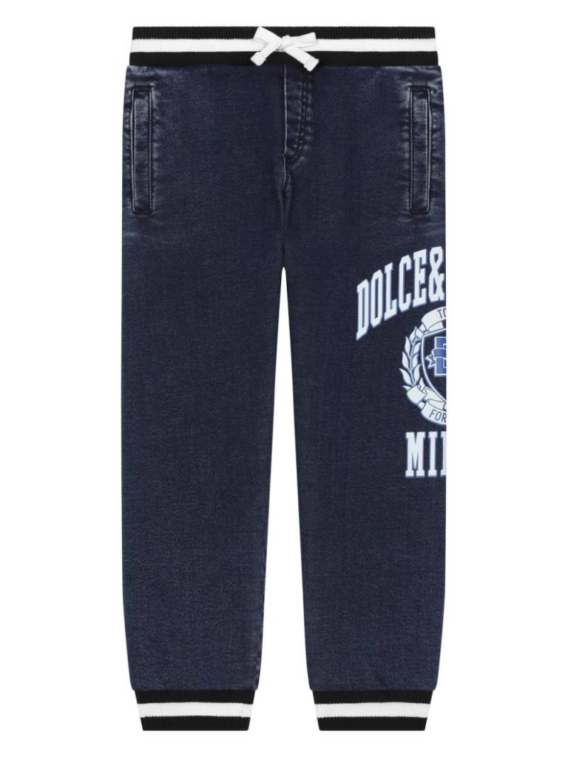 Dolce & Gabbana Kids logo-print denim track pants - Blue von Dolce & Gabbana Kids