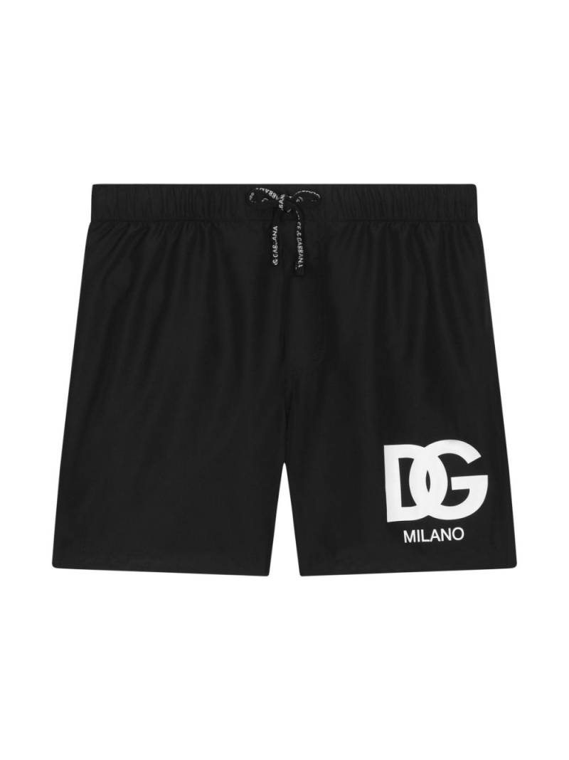 Dolce & Gabbana Kids logo-print drawstring swim shorts - Black von Dolce & Gabbana Kids