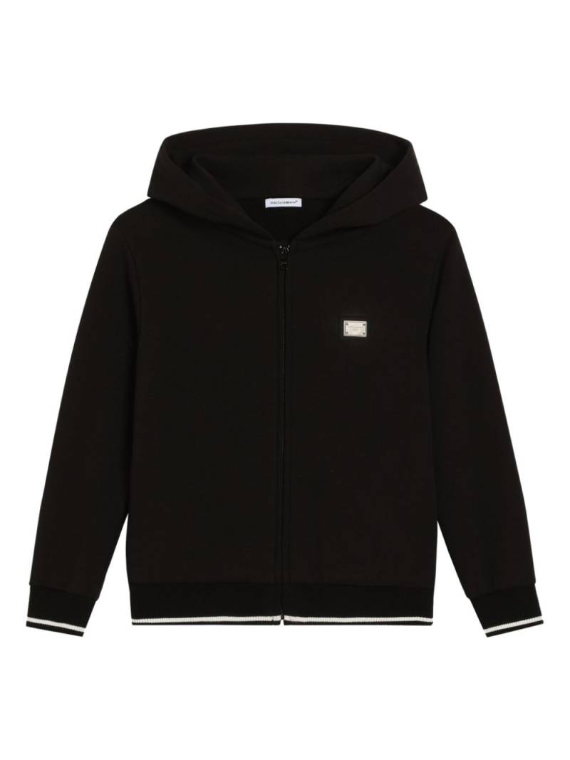 Dolce & Gabbana Kids logo-print hoodie - Black von Dolce & Gabbana Kids