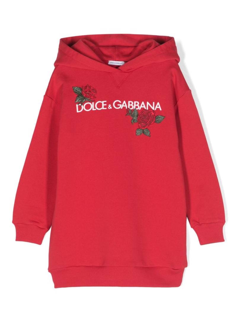 Dolce & Gabbana Kids logo-print hoodie dress - Red von Dolce & Gabbana Kids