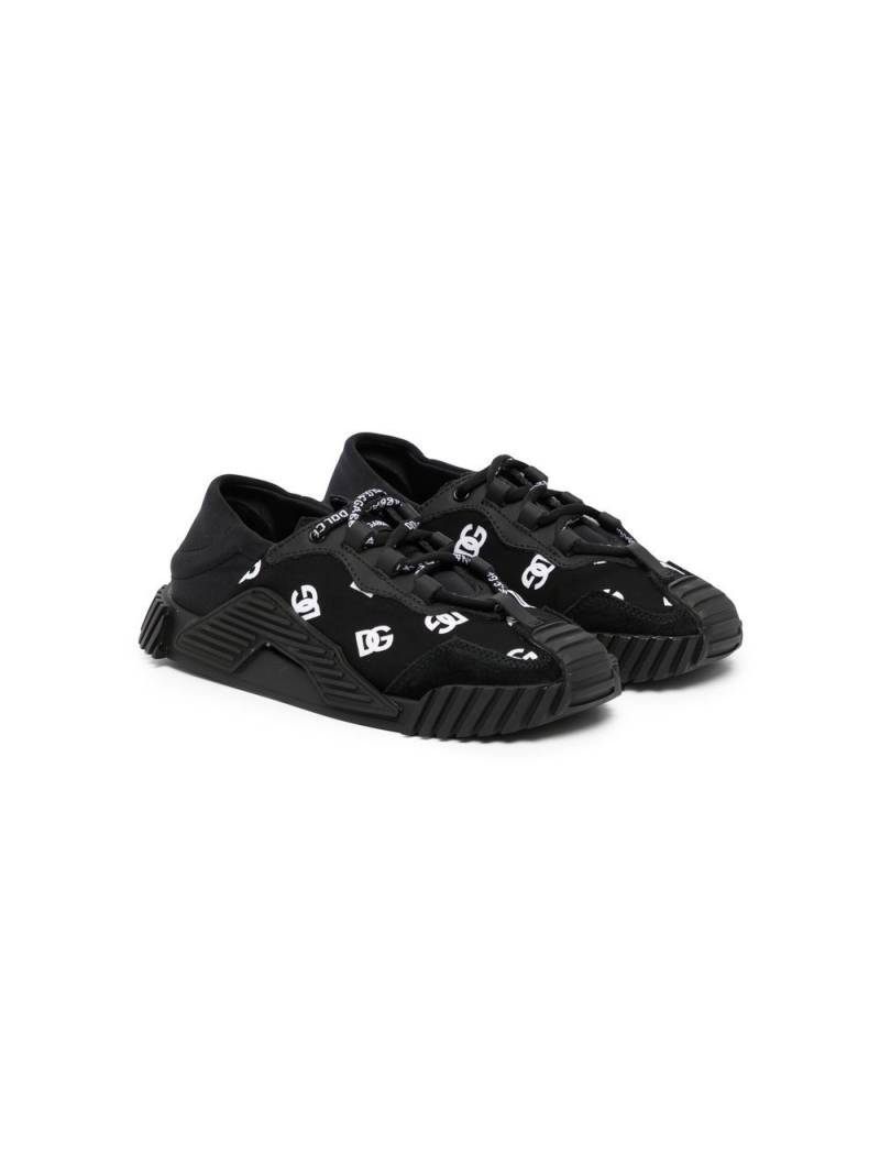 Dolce & Gabbana Kids logo-print lace-up sneakers - Black von Dolce & Gabbana Kids