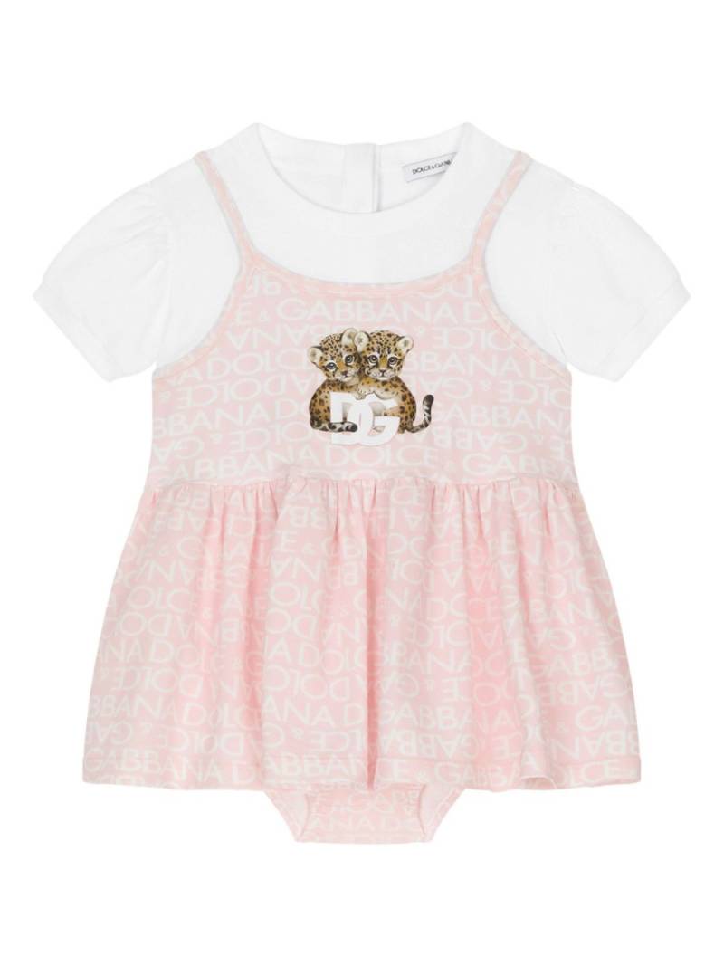 Dolce & Gabbana Kids logo-print layered flared dress - Pink von Dolce & Gabbana Kids