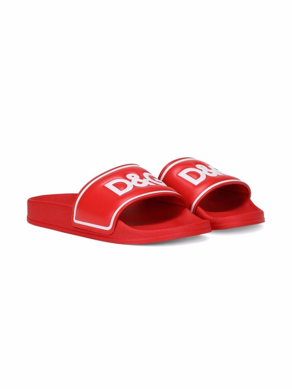 Dolce & Gabbana Kids logo-print leather slides - Red von Dolce & Gabbana Kids