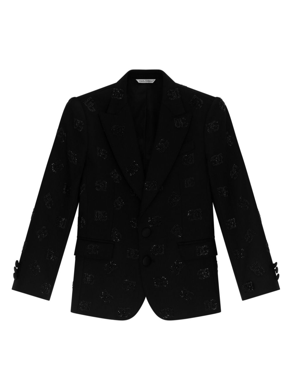 Dolce & Gabbana Kids logo-print peak-lapels blazer - Black von Dolce & Gabbana Kids