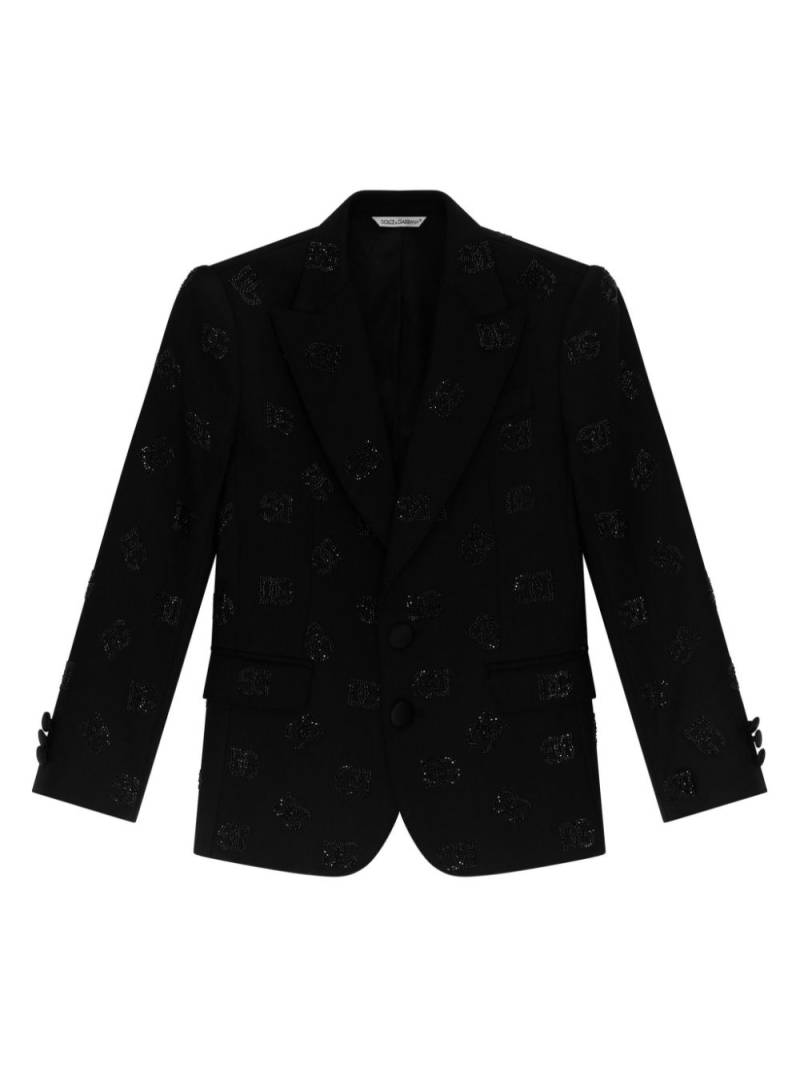 Dolce & Gabbana Kids logo-print peak-lapels blazer - Black von Dolce & Gabbana Kids