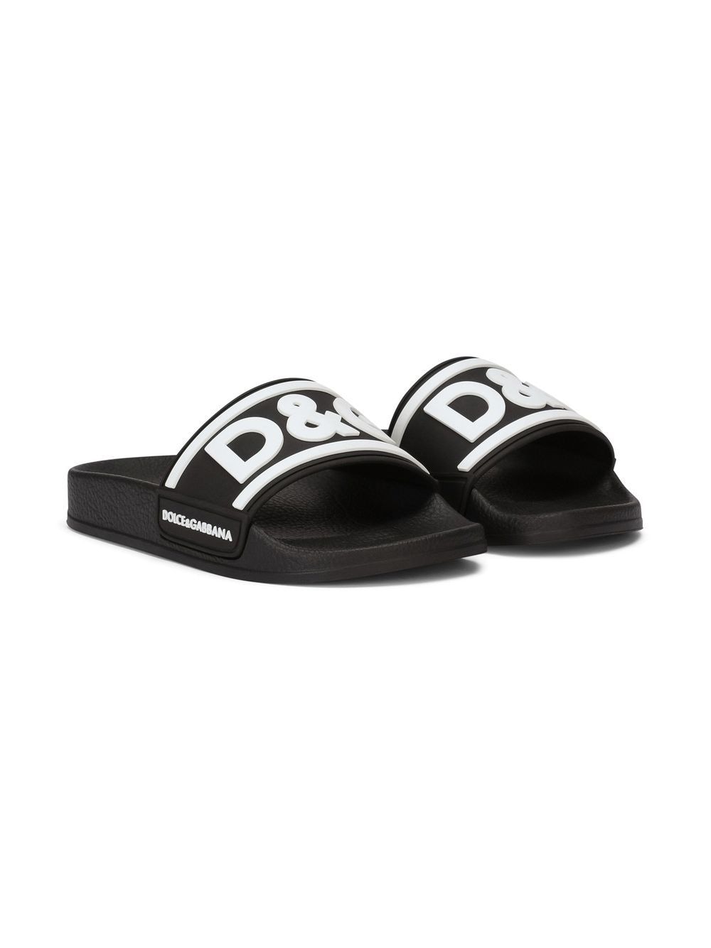 Dolce & Gabbana Kids logo-print pool slides - Black von Dolce & Gabbana Kids