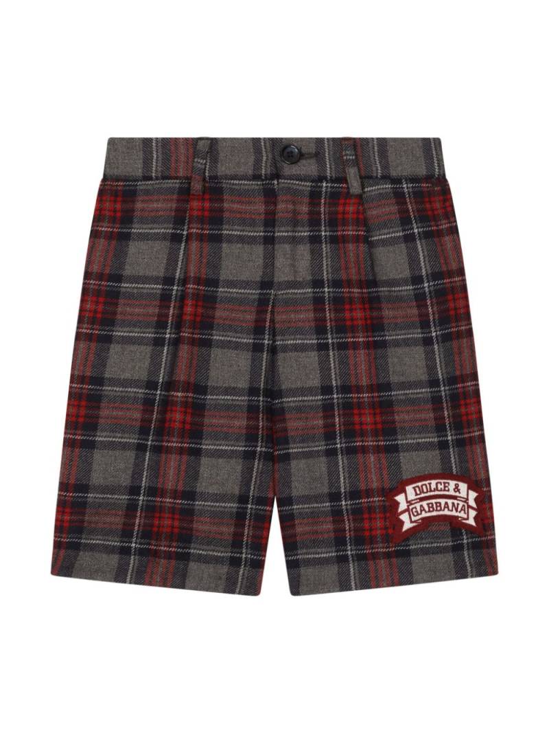 Dolce & Gabbana Kids logo-print tartan-pattern shorts - Grey von Dolce & Gabbana Kids