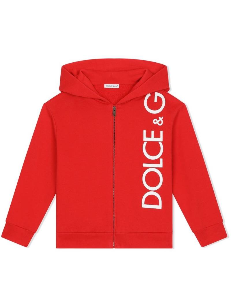 Dolce & Gabbana Kids logo-print zip-up hoodie - Red von Dolce & Gabbana Kids