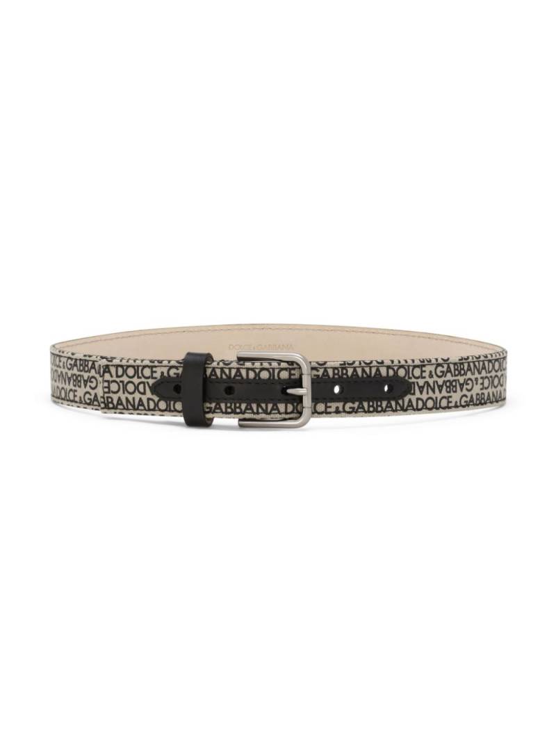 Dolce & Gabbana Kids logo-printed leather belt - Neutrals von Dolce & Gabbana Kids