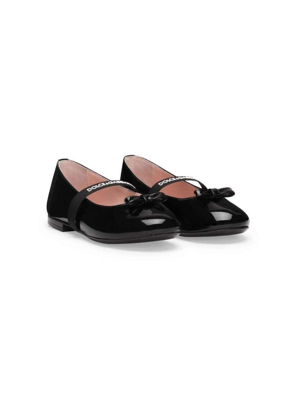 Dolce & Gabbana Kids logo-strap bow ballerina shoes - Blue von Dolce & Gabbana Kids