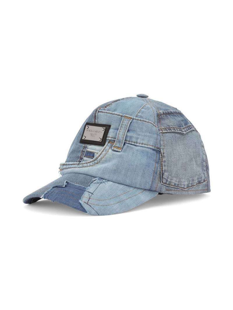 Dolce & Gabbana Kids logo-tag denim baseball cap - Blue von Dolce & Gabbana Kids