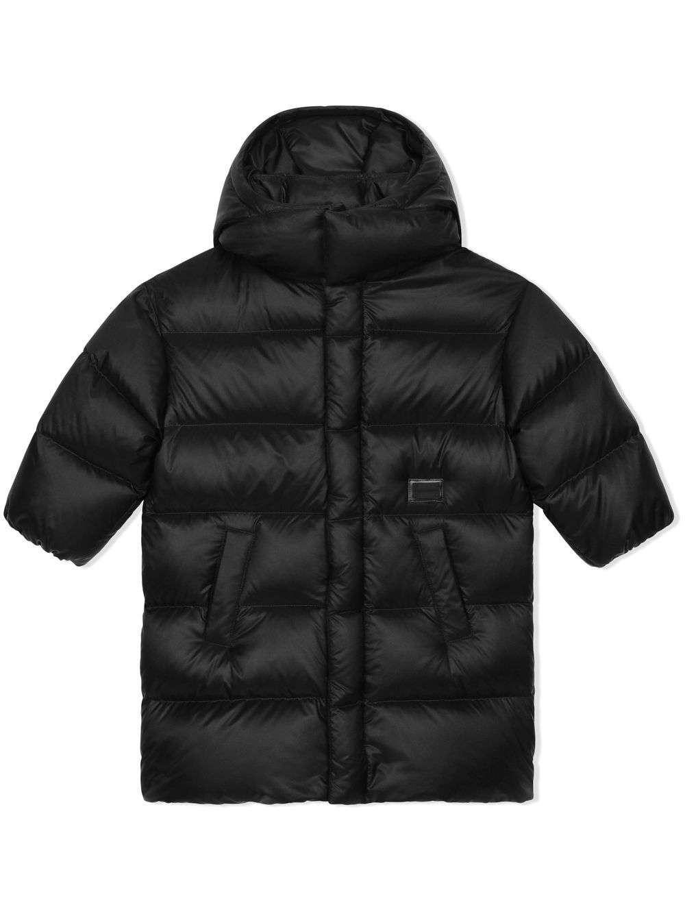 Dolce & Gabbana Kids logo-tag hooded down jacket - Black von Dolce & Gabbana Kids