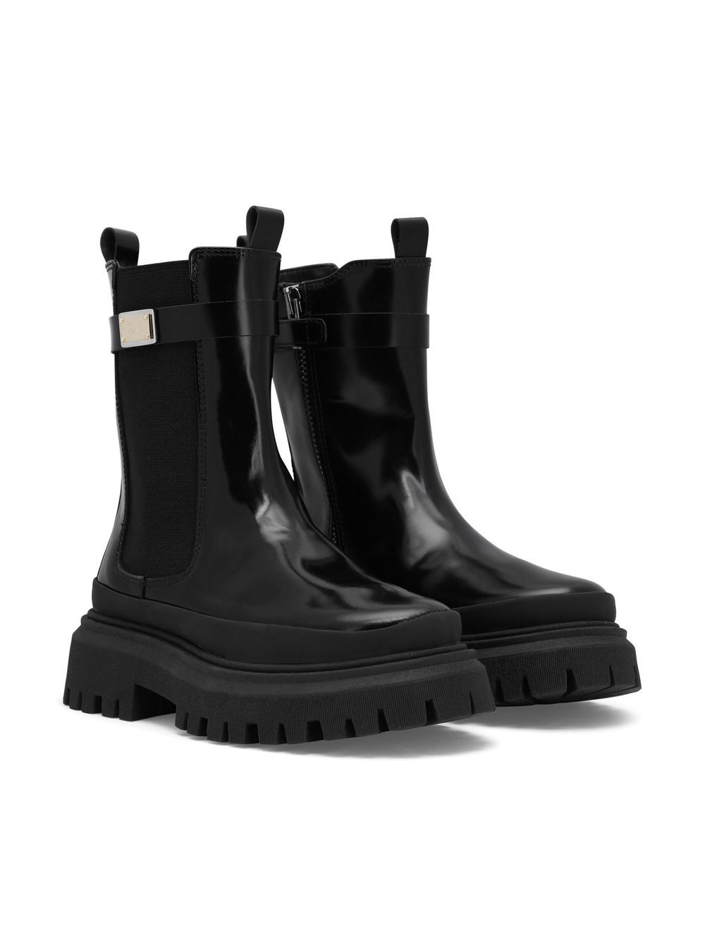 Dolce & Gabbana Kids logo-tag leather Chelsea boots - Black von Dolce & Gabbana Kids