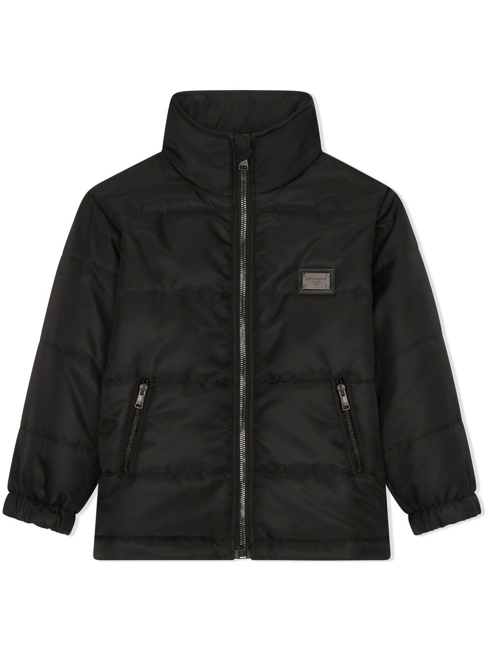 Dolce & Gabbana Kids logo-tag padded jacket - Black von Dolce & Gabbana Kids