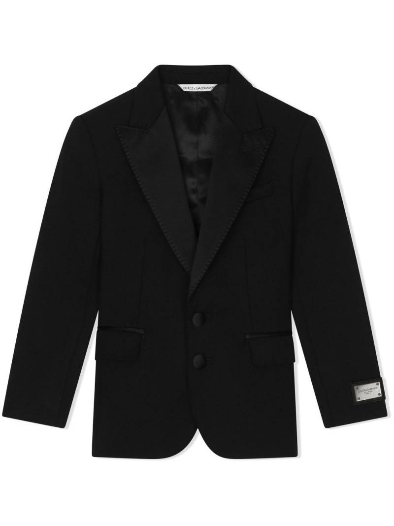 Dolce & Gabbana Kids logo-tag single-breasted tuxedo blazer - Black von Dolce & Gabbana Kids