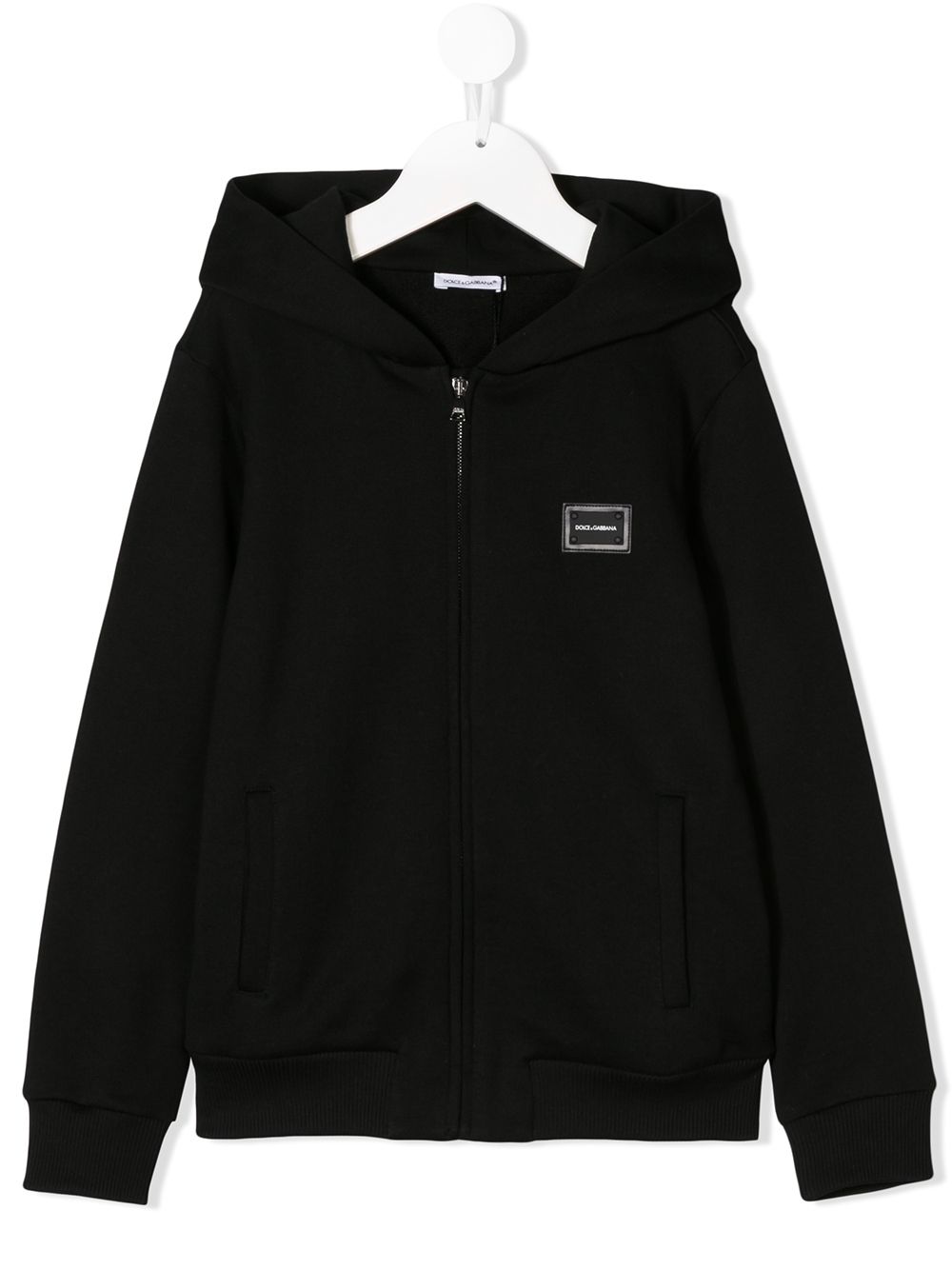 Dolce & Gabbana Kids logo-tag zip-up hoodie - Black von Dolce & Gabbana Kids