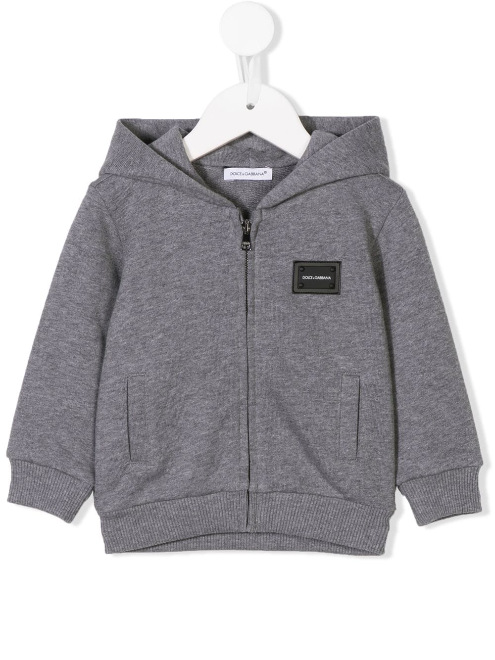 Dolce & Gabbana Kids logo-tag zip-up hoodie - Grey von Dolce & Gabbana Kids