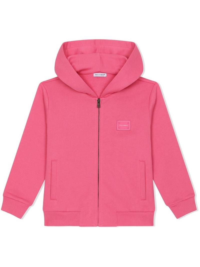 Dolce & Gabbana Kids logo-tag zip-up hoodie - Pink von Dolce & Gabbana Kids