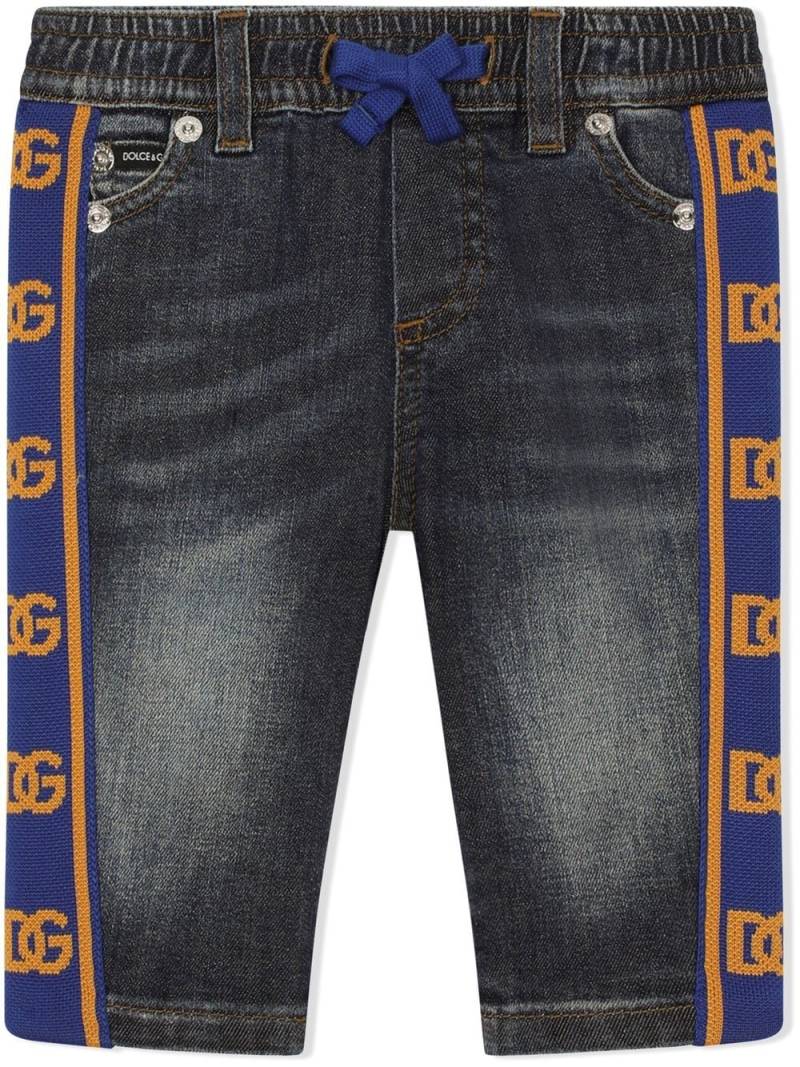 Dolce & Gabbana Kids logo-tape drawstring jeans - Grey von Dolce & Gabbana Kids