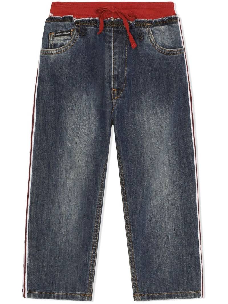 Dolce & Gabbana Kids logo tape straight-leg jeans - Blue von Dolce & Gabbana Kids